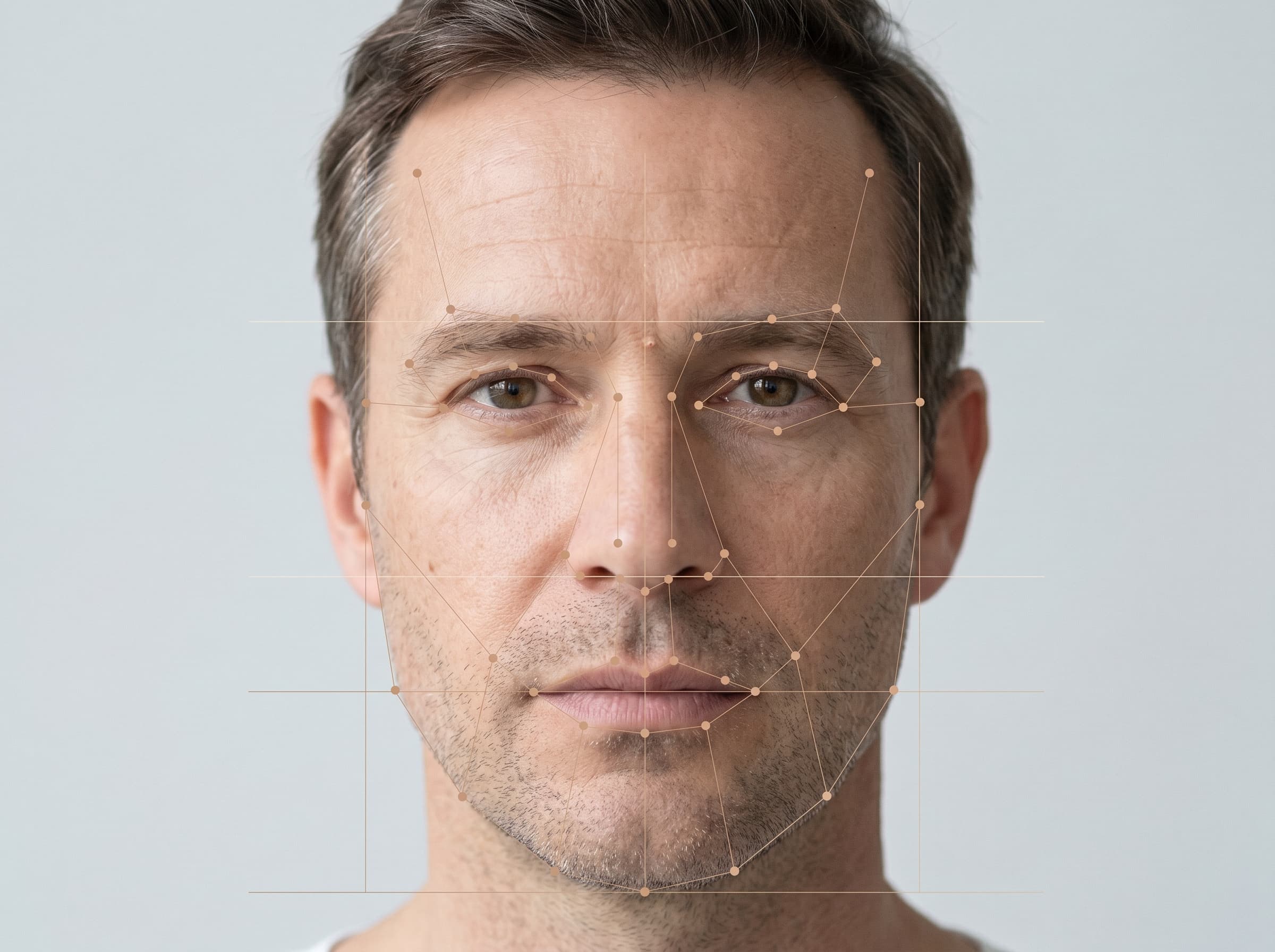 Facial landmark analysis showing measurement overlay